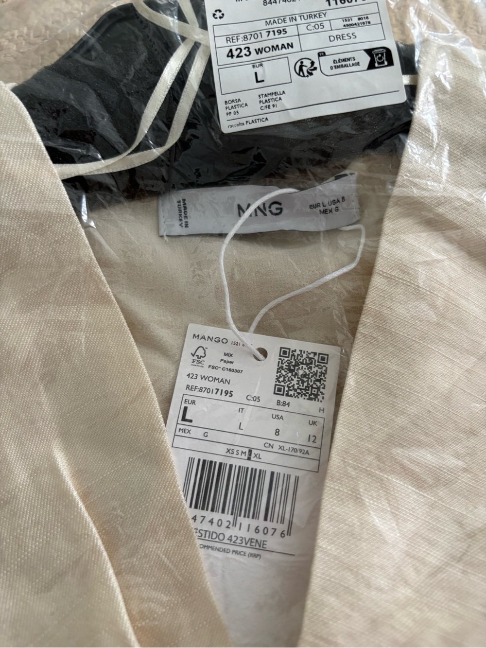 Mango Cream Sleeveless Wrap Mini Dress - Picture 6 of 7